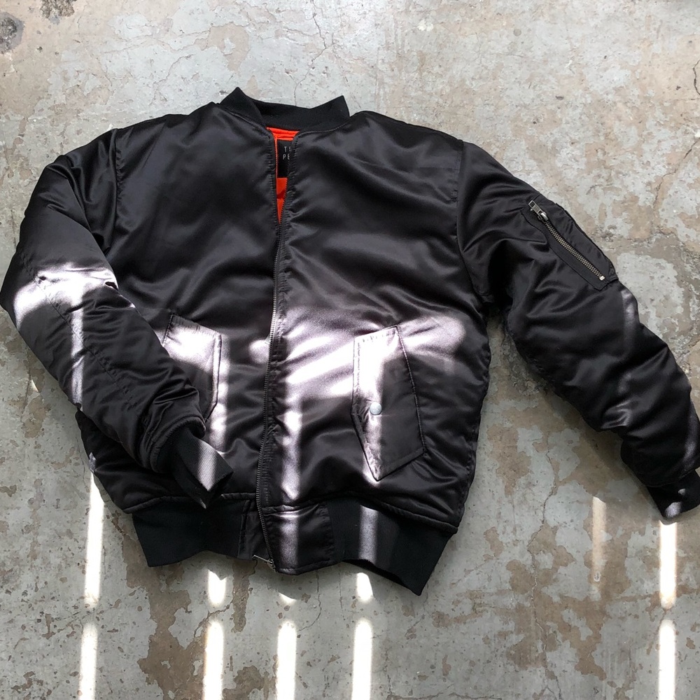 People vs. Embroidered Reversible Bomber Jacket